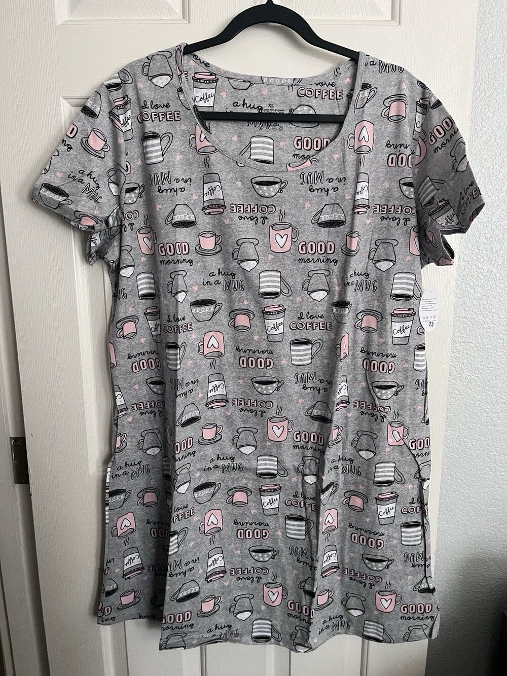 NEW Women’s Gray Coffee Graphic Print Sleepshirt XL